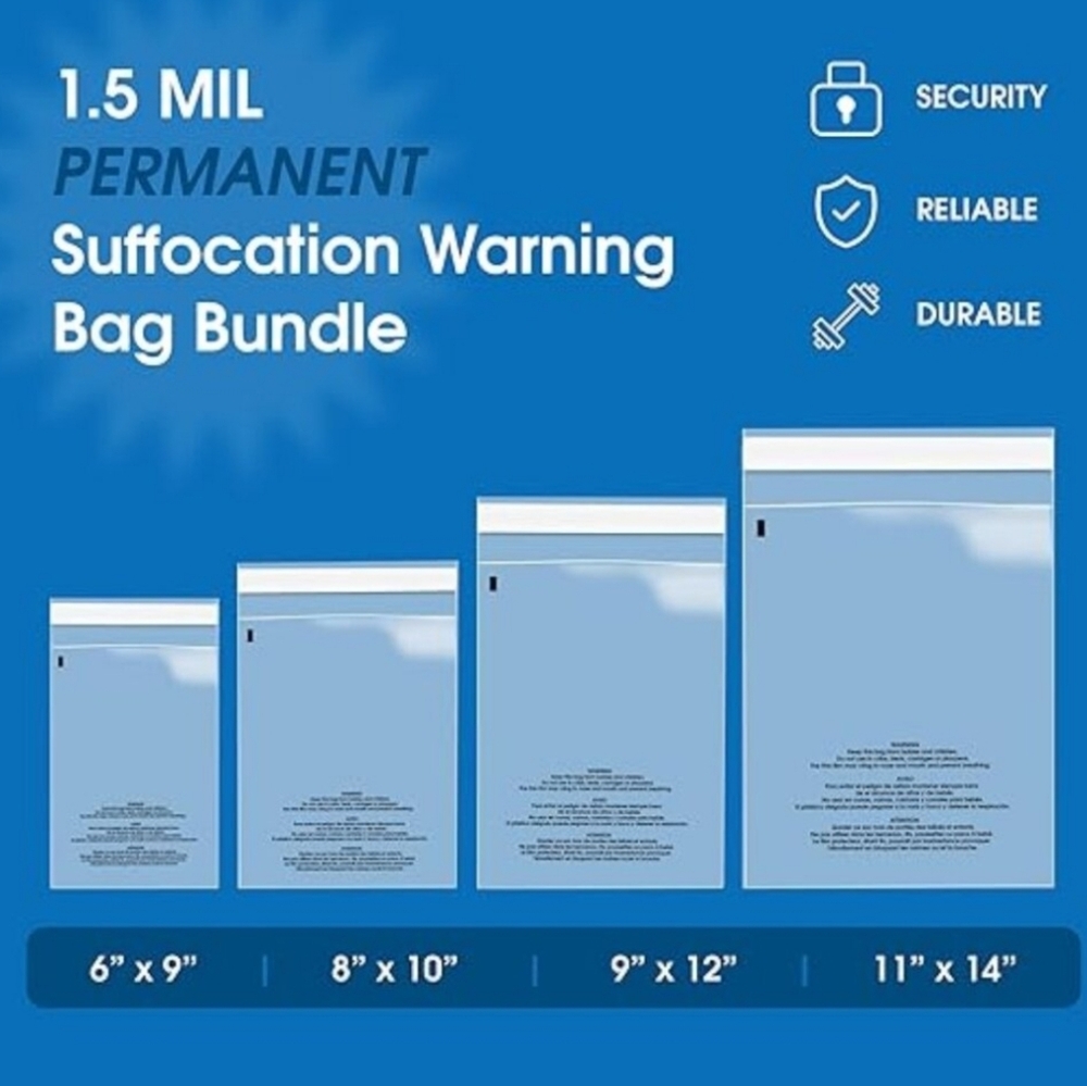 Bundle of 40 Poly Bags - 4 Sizes - 10 of Each - 6x9 - 8x10 - 9x12 - 11x14